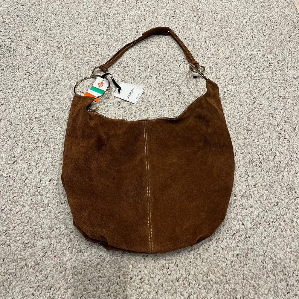 NWT Marlon Rosita Hobo Bag Gold Rings Suede Leather Made in Italy Borsa Art